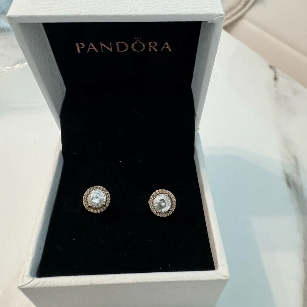 Pandora Gold and Silver Halo Earrings - Picture 3 of 5